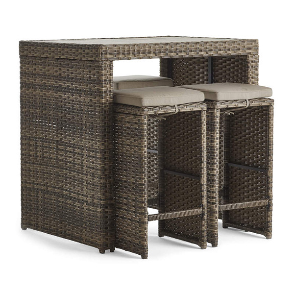 Outdoor Patio All Weather Rattan Bar Set Romantic Garden