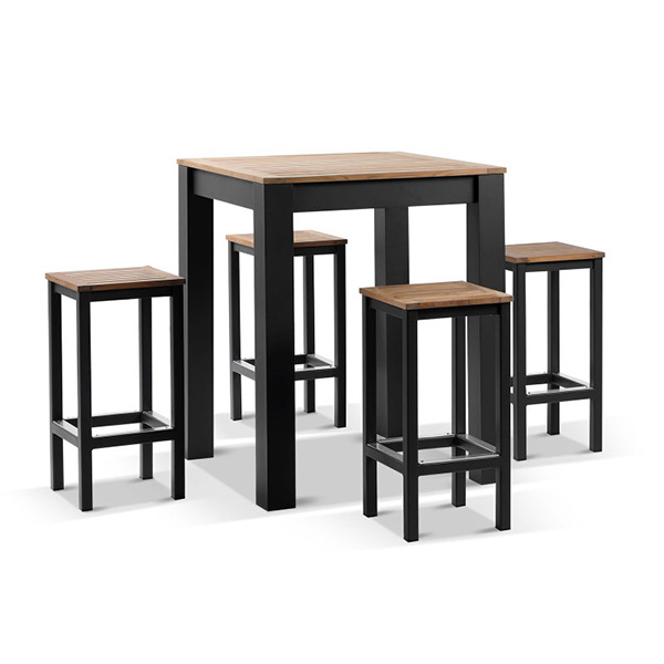 Patio Aluminium Frame Bar Set With Plastic Wood Armrest 3 modern-4-seater-square-teak-top-aluminium-frame-bar-set